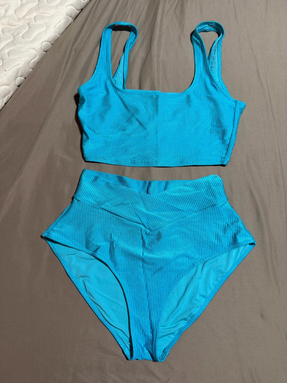 aerie Bright Teal Ribbed Bikini Set